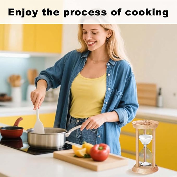 10 Minute Sand Timer Hourglass, 10 Min Wooden Sand Clock, Ten Minute Wood Hour Glass, Mini Reloj De Arena, Small Sandglass for Toothbrush Timer, Cooking, Decorative, Work, Game, Gift, White